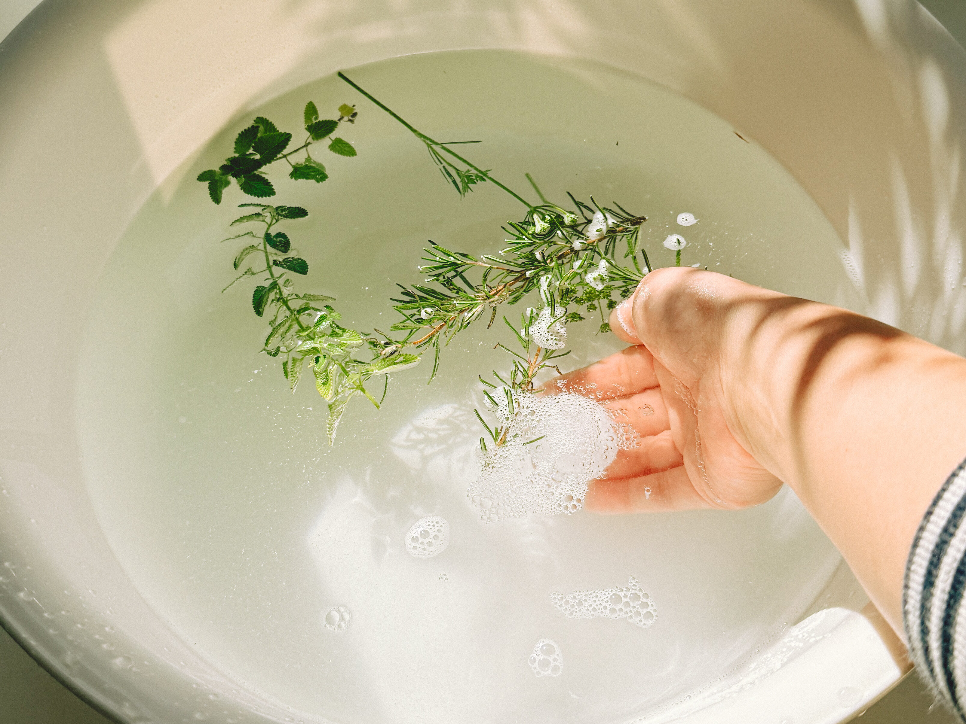 自家製herbをいれた足浴